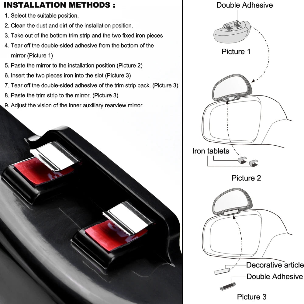YASOKRO Car Mirror 360 Degree Adjustable Wide Angle Side Rear Mirrors blind spot Snap way for parking Auxiliary