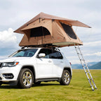 SucceBuy Rooftop Tent Hardshell Folding Tent with Telescopic Ladder Mattress PVC Cover Bag Waterproof Jeep