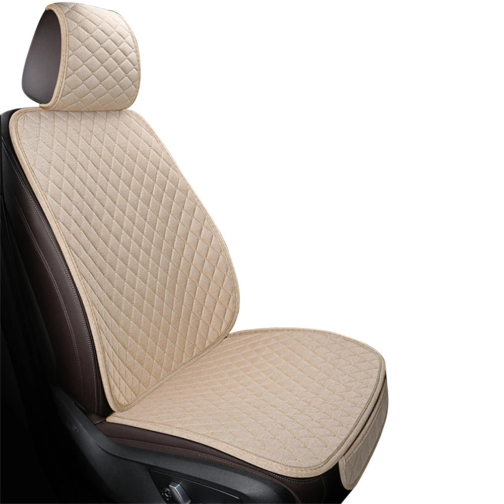 Universal Flax Car Seat Cover Front Rear Cushion Comfortable Breathable Protector Mat Four Season Pad