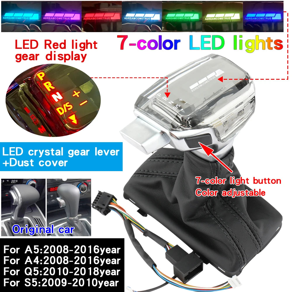Gear Shift Knob For Audi A4 B8 A6 C6 C7 B7 B6 Q7 Q5 A5 S5 A7 S7 S6 Car Accessories Led Shifter Lever change