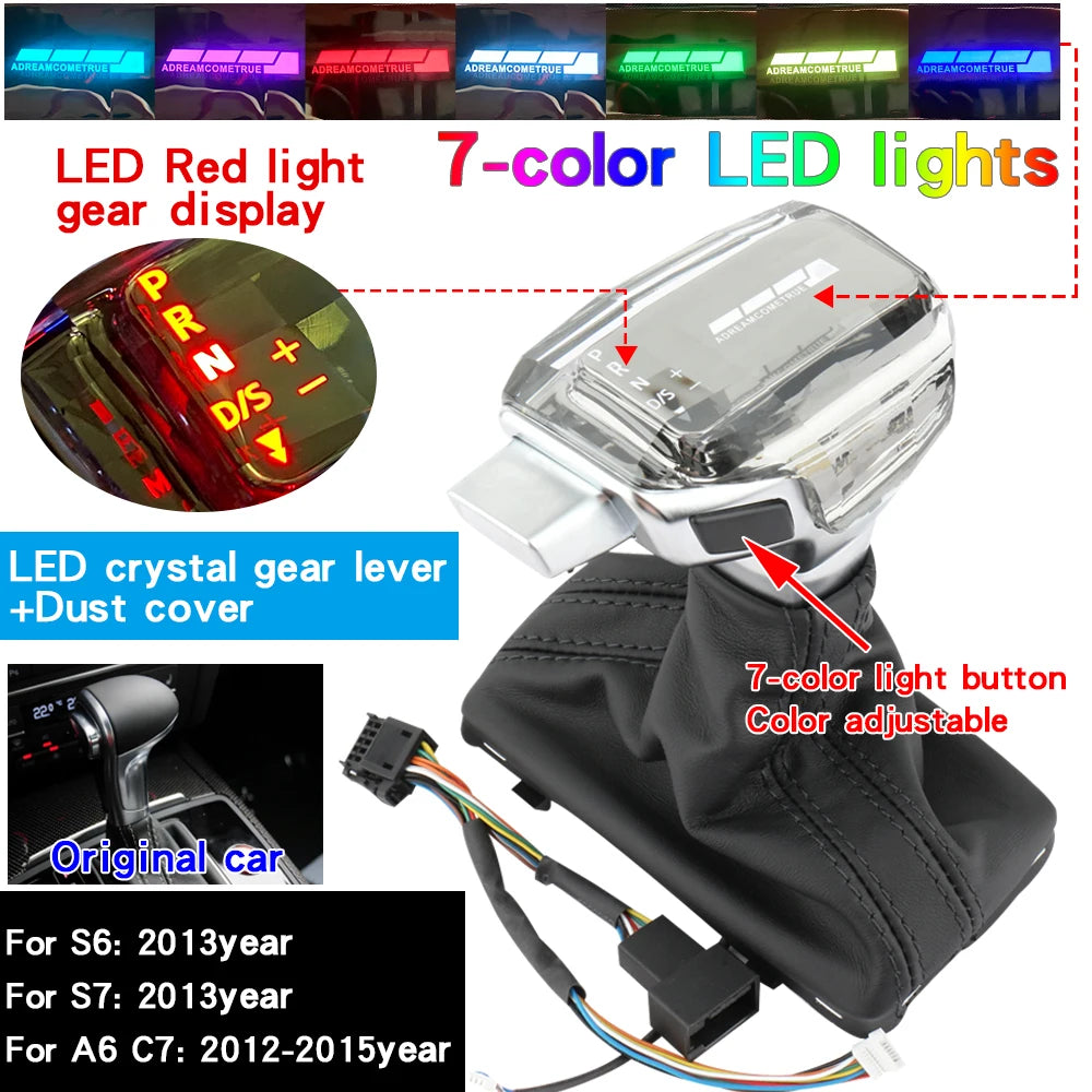Gear Shift Knob For Audi A4 B8 A6 C6 C7 B7 B6 Q7 Q5 A5 S5 A7 S7 S6 Car Accessories Led Shifter Lever change