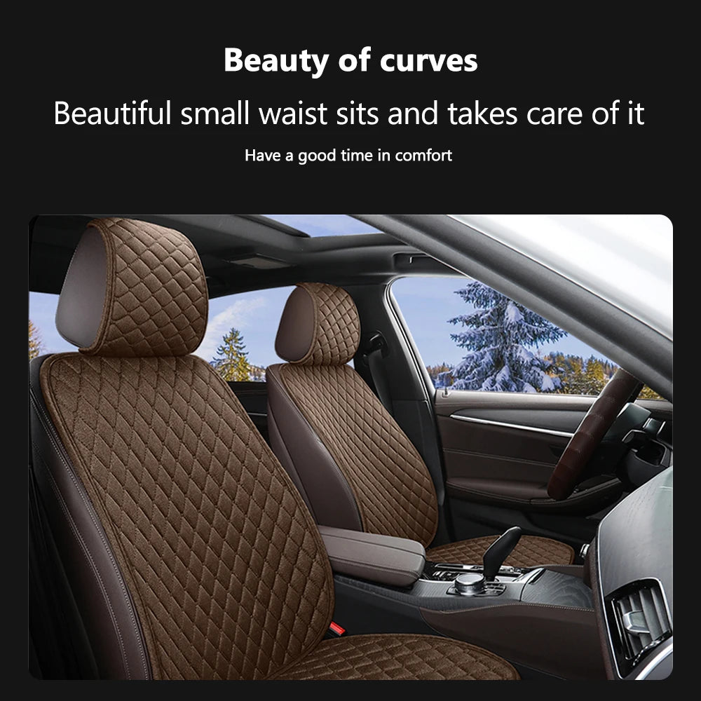 Universal Flax Car Seat Cover Front Rear Cushion Comfortable Breathable Protector Mat Four Season Pad