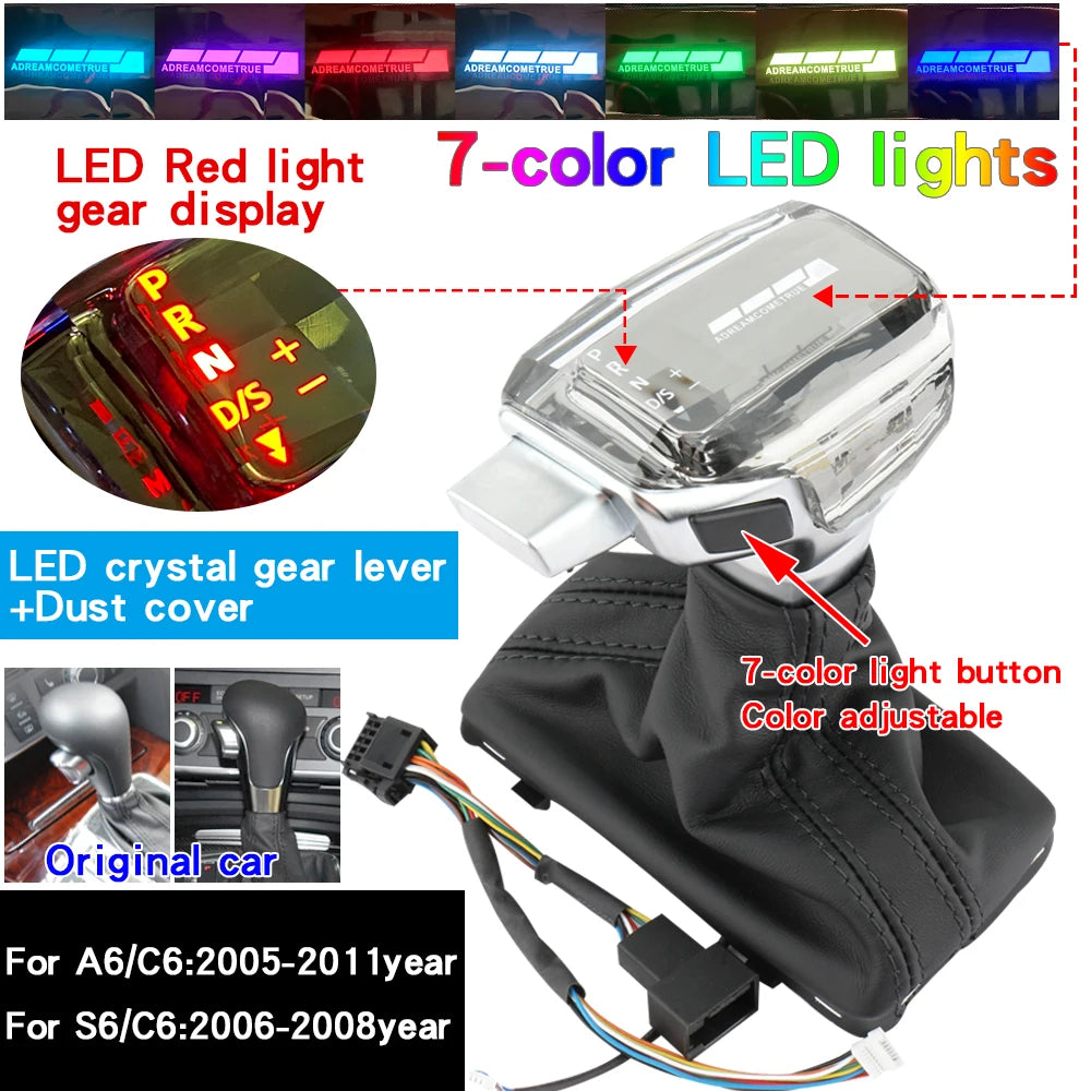 Gear Shift Knob For Audi A4 B8 A6 C6 C7 B7 B6 Q7 Q5 A5 S5 A7 S7 S6 Car Accessories Led Shifter Lever change