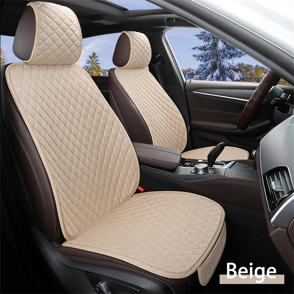 Universal Flax Car Seat Cover Front Rear Cushion Comfortable Breathable Protector Mat Four Season Pad